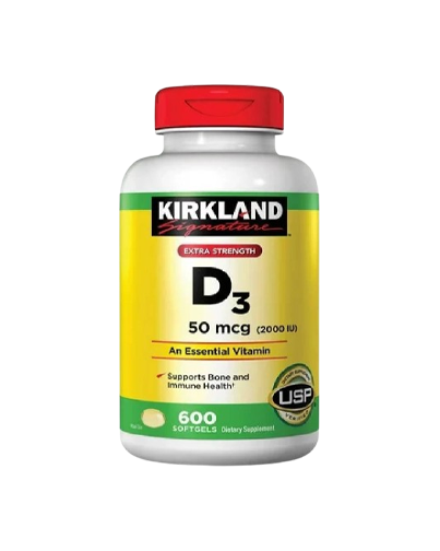 Kirkland Signature Extra Strength Vitamin D3 50mcg (2000 IU) - 600 Softgels