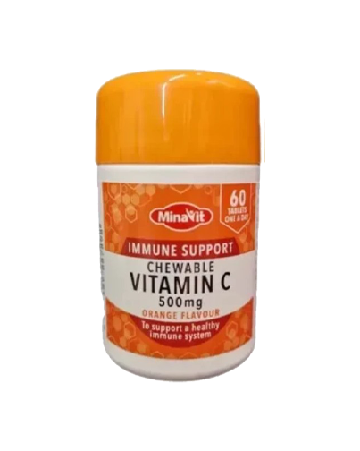 MinaVit Immune Support Chewable Vitamin C 500mg (60 Tablets)